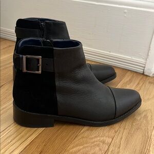 Black Leather Ankle Boots with Buckle
